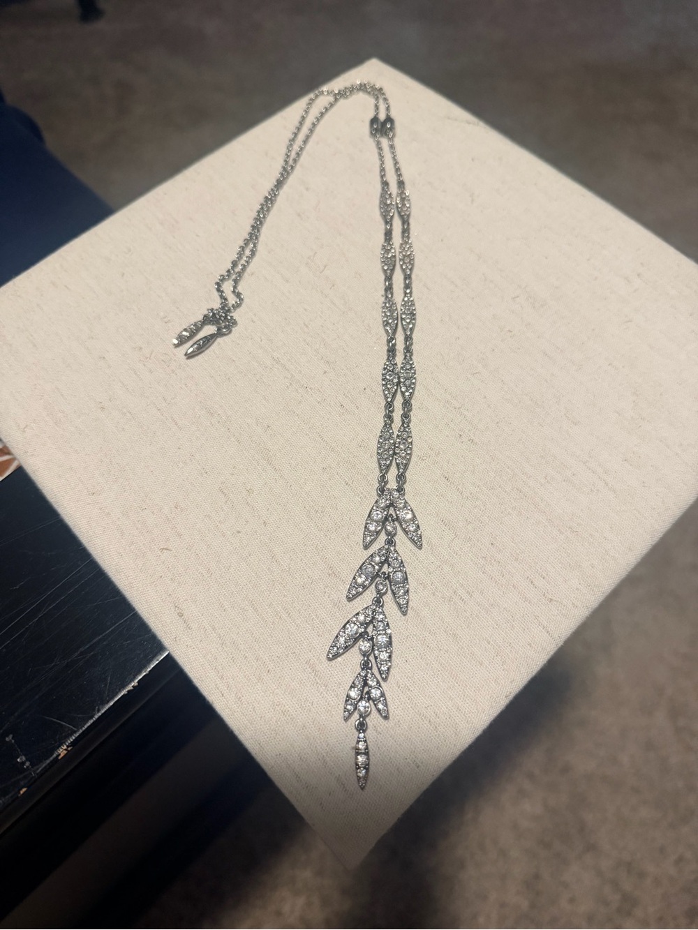 Chloe + Isabel Silver Crystal Leaf Necklace
